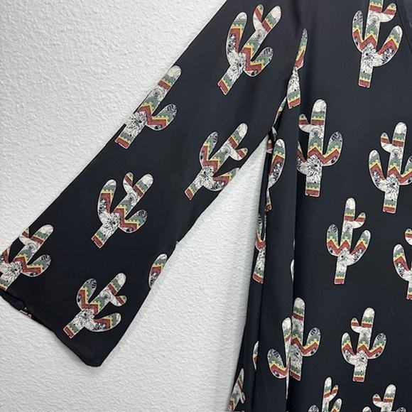 Black Cactus Sexy Flowy Peasant Mini Dress Bell Sleeve Sz Medium - Picture 5 of 12